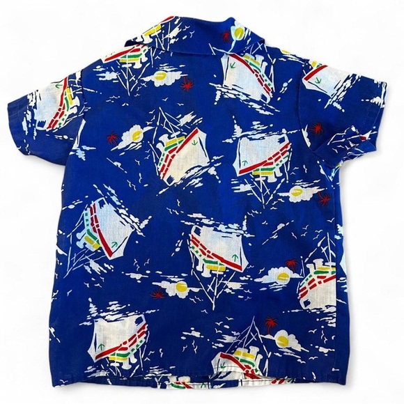 Vintage Nautical Blue Kids Hawaiian Shirt - Picture 2 of 3